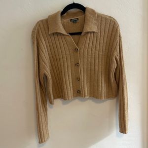 Cropped tan cardigan